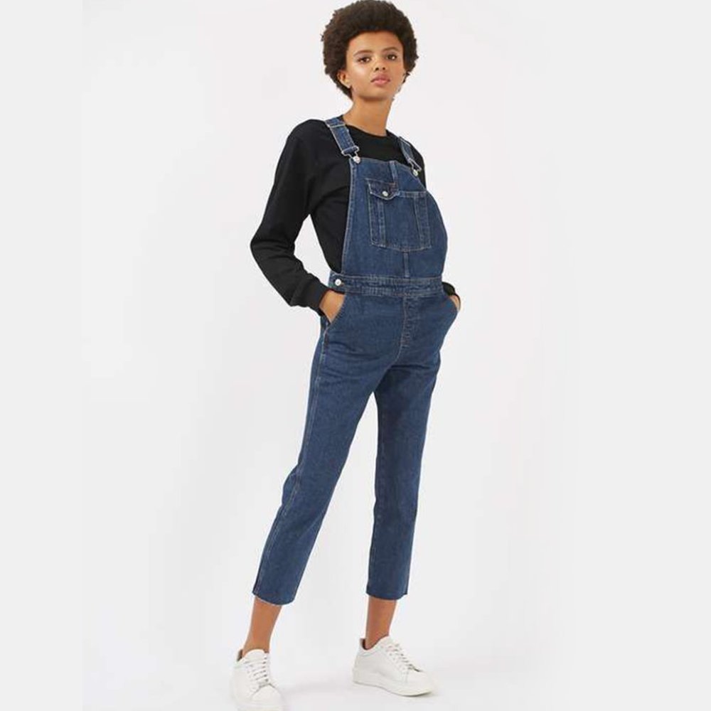 Topshop Moto Dark Blue Denim Jumpsuit